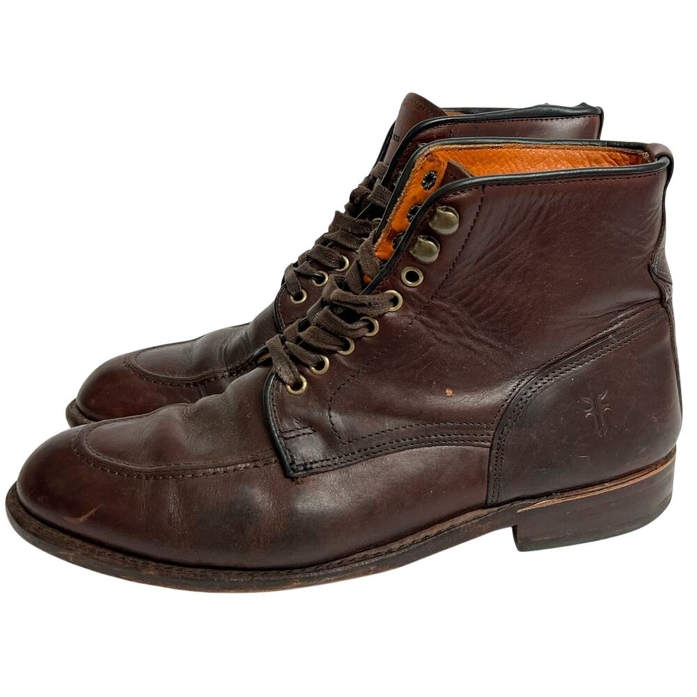 FRYE Walter Made In USA Lace Up Brown All Leather Boots Men's US 11 M